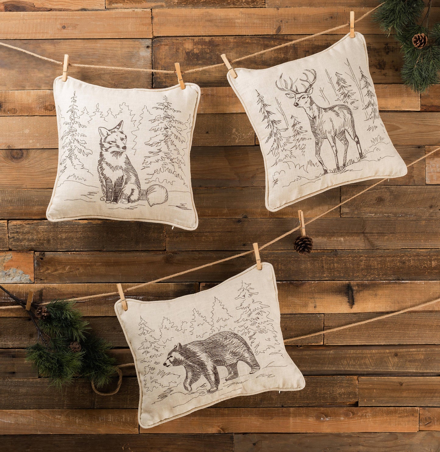 Deer Embroidered Pillow
