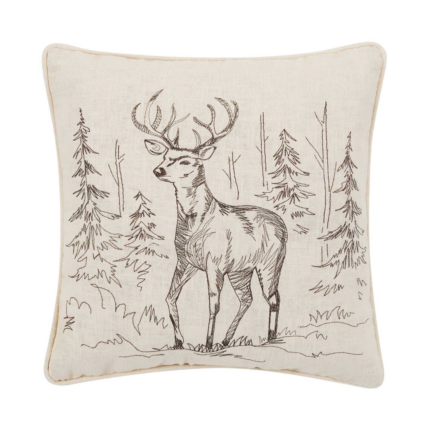 Deer Embroidered Pillow