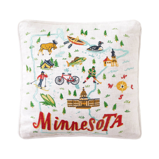 Minnesota Embroidered Pillow - Angela Staehling