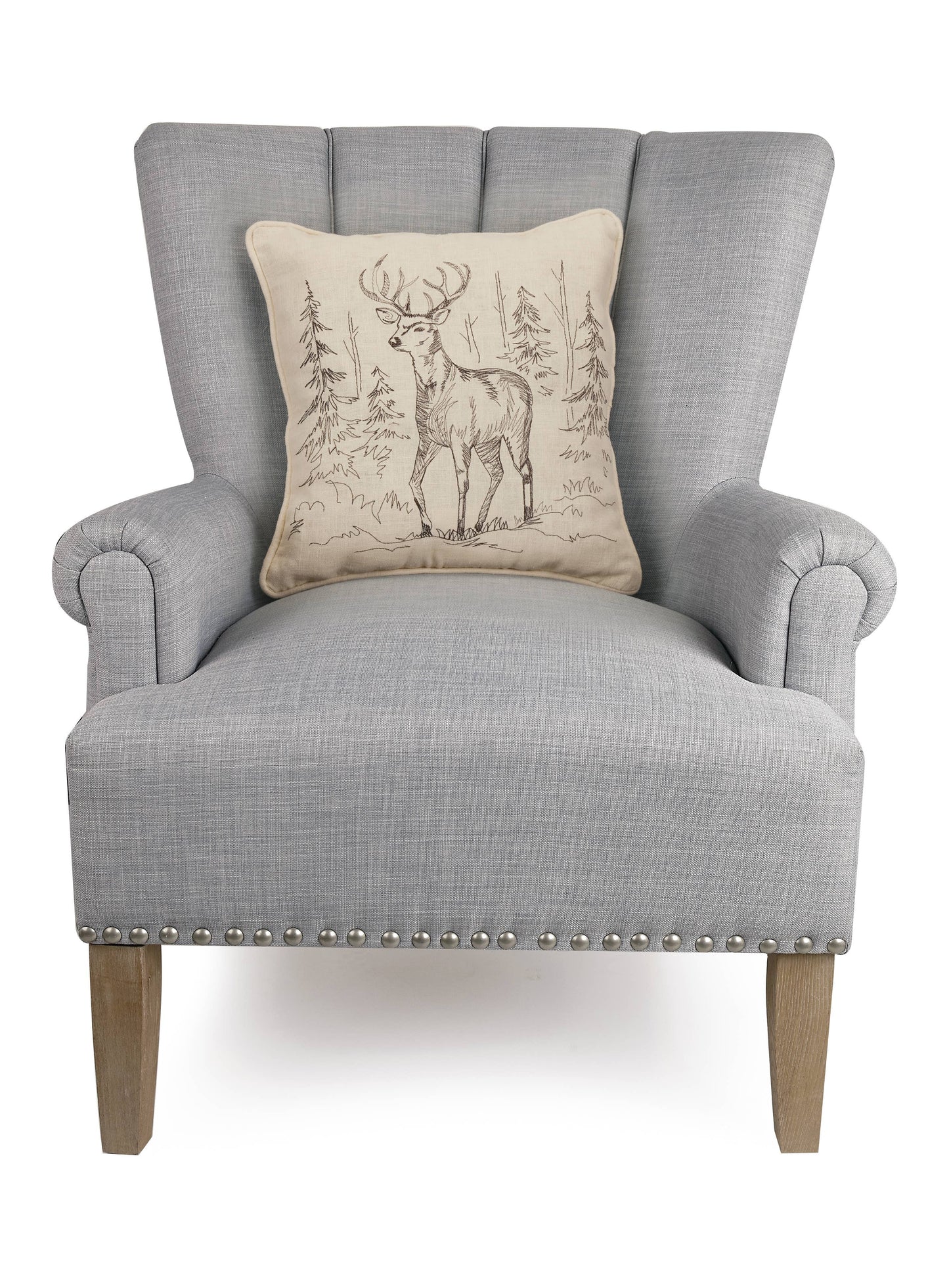 Deer Embroidered Pillow